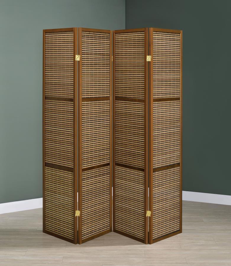 Browning - 4-Panel Bamboo Room Divider Folding Screen