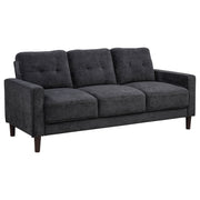 Bowen II Transitional Steel Grey Fabric Sofa with Grid-Tufted Cushions