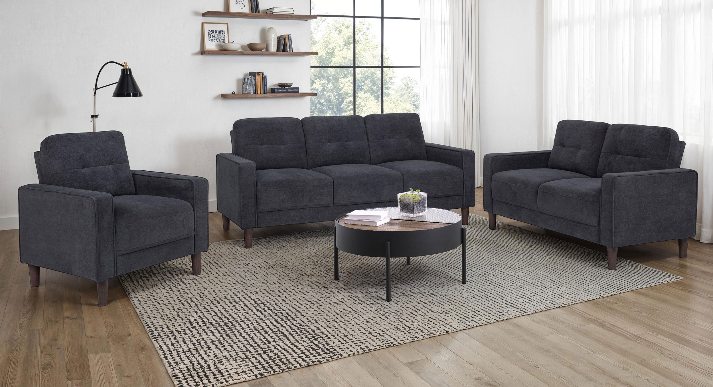 Coaster Bowen II Transitional Steel Grey Loveseat