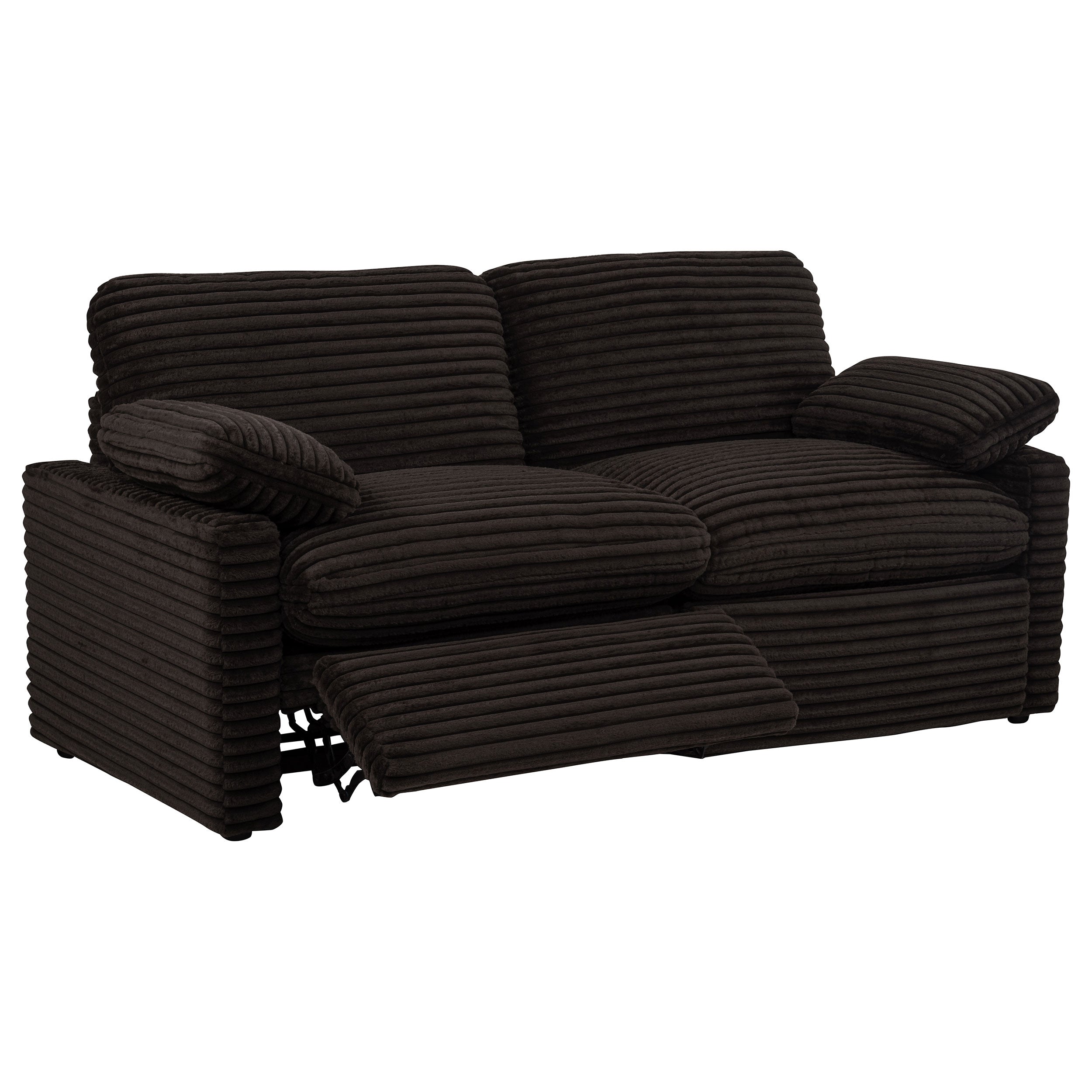 Collins Contemporary Modular Power Reclining Loveseat in Chocolate Brown Corduroy Fabric