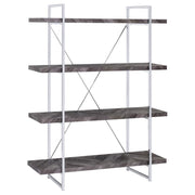 Grimma 4-Shelf Bookshelf in Rustic Gray and Chrome
