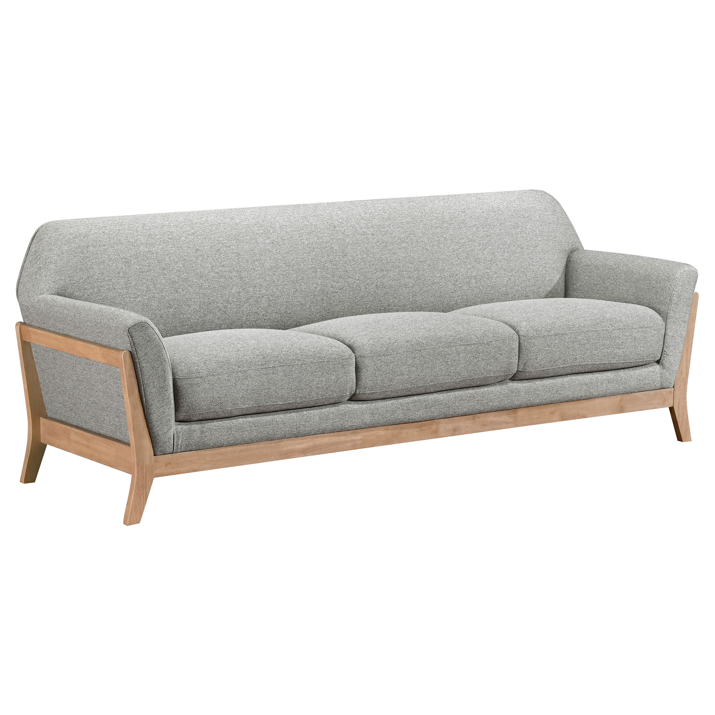 Vaughn Mid-Century Modern Grey Upholstered 3-Piece Sofa Set