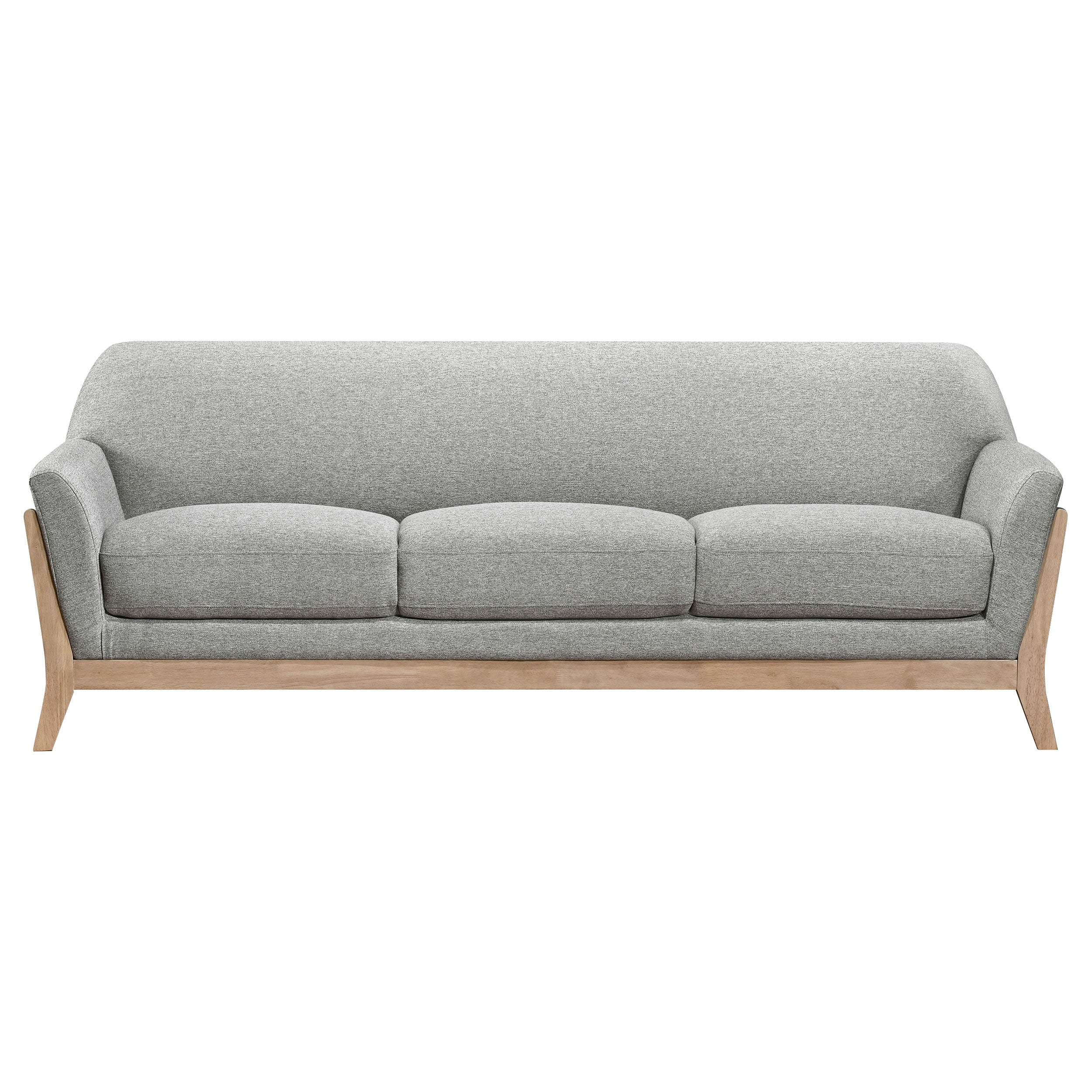 Vaughn Mid-Century Modern Grey Upholstered 3-Piece Sofa Set
