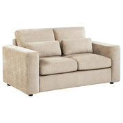 Amador Transitional Chenille Upholstered Track Arm Loveseat