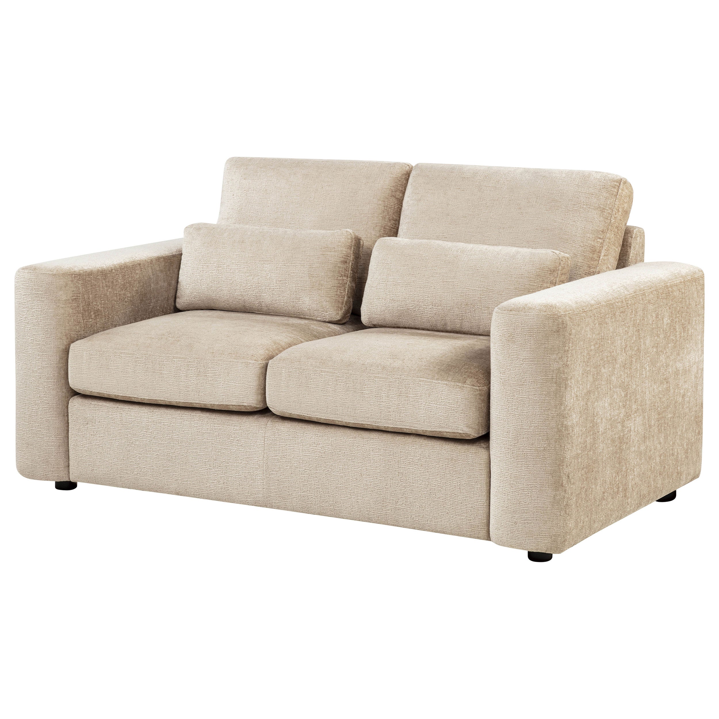 Amador Transitional Chenille Upholstered Track Arm Loveseat