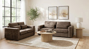 Amador Transitional Chocolate Chenille Upholstered 2-Piece Sofa and Loveseat Set