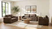 Amador Transitional Chocolate Chenille Upholstered 3-Piece Sofa Set
