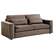 Amador Transitional Chocolate Chenille Upholstered Track Arm Sofa