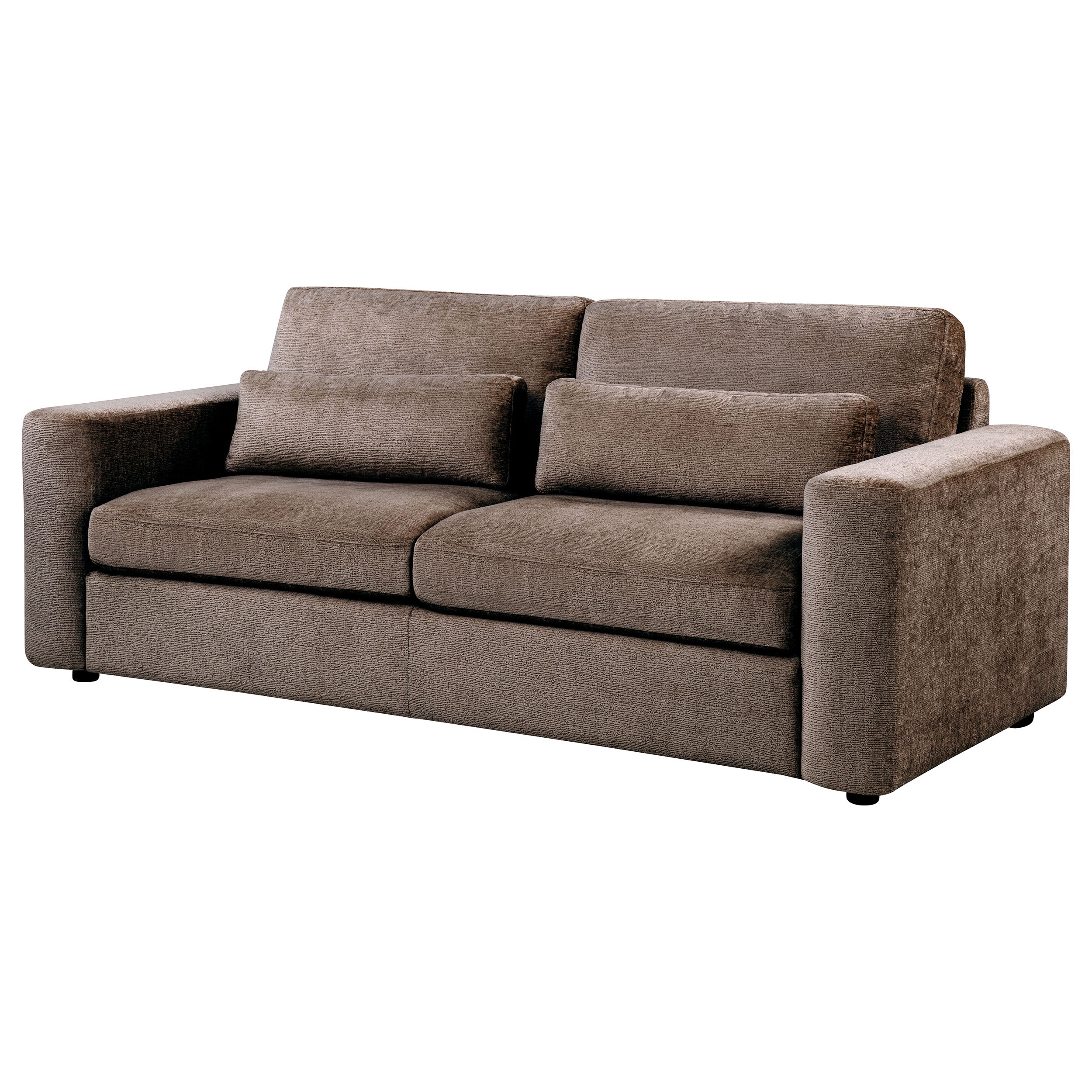 Amador Transitional Chocolate Chenille Upholstered Track Arm Sofa