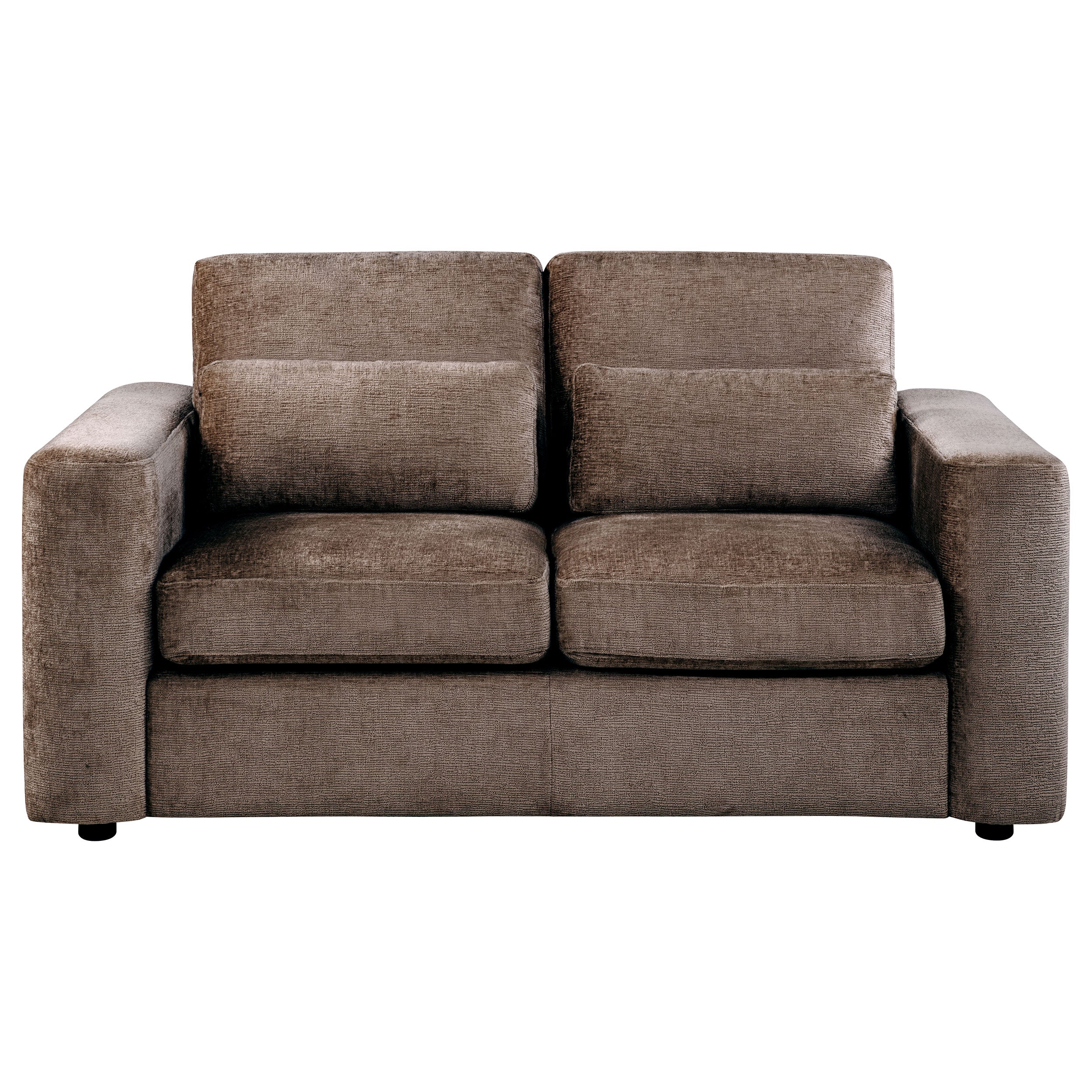 Amador Transitional Chocolate Chenille Upholstered Track Arm Loveseat
