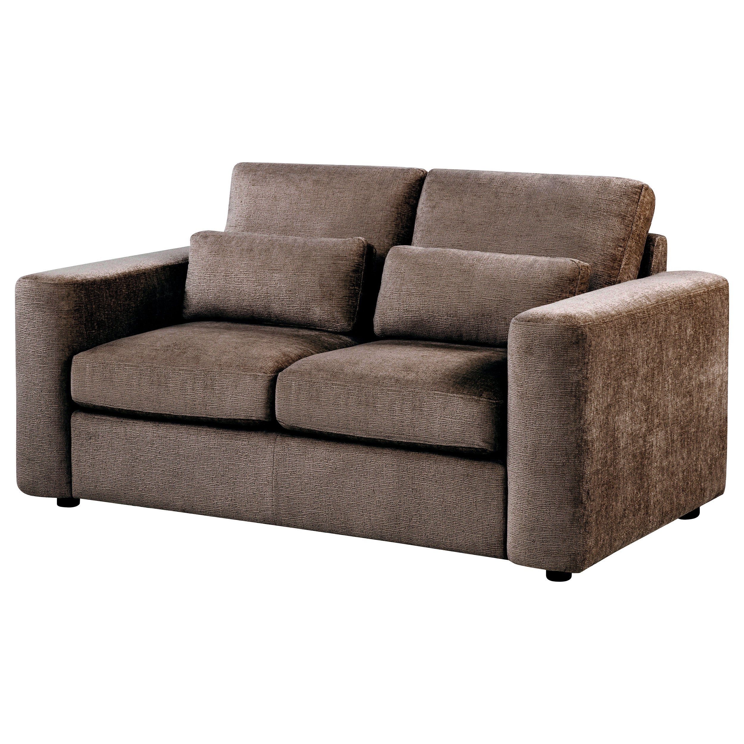Amador Transitional Chocolate Chenille Upholstered Track Arm Loveseat