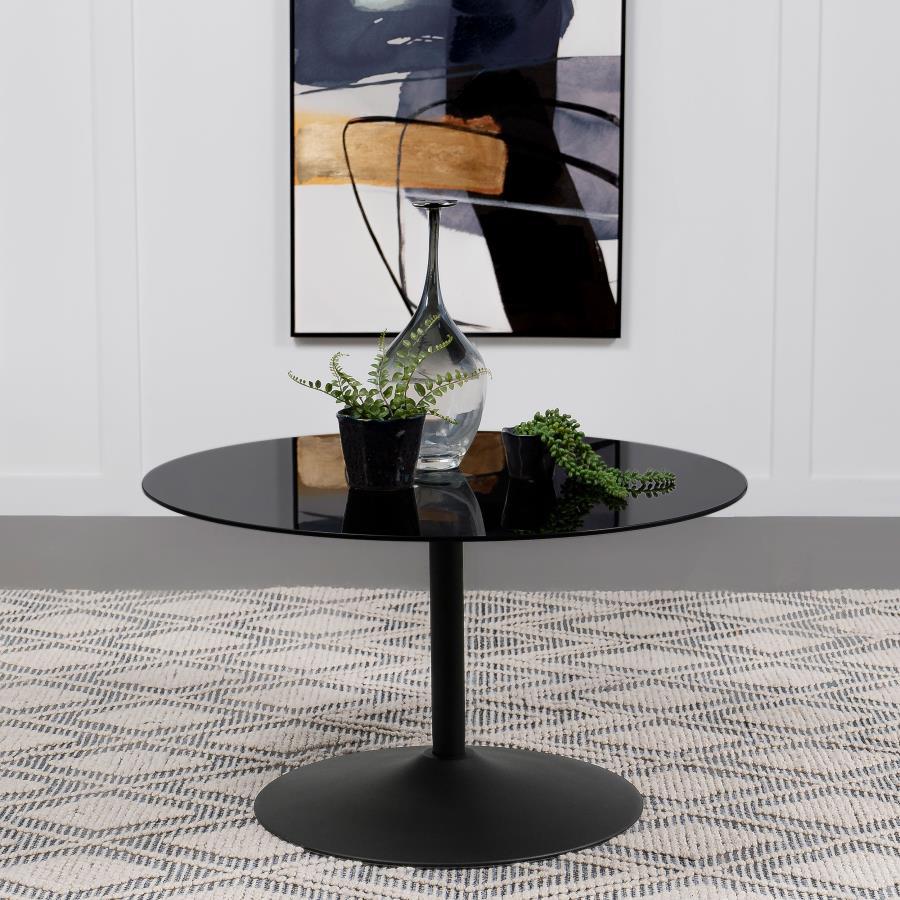 Round Metal End Table with Tempered Glass Top