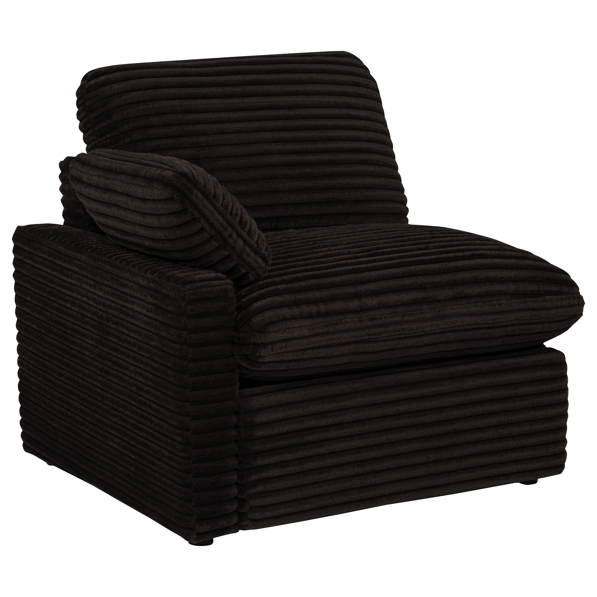Collins Contemporary Modular Power Reclining Loveseat in Chocolate Brown Corduroy Fabric