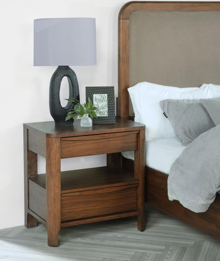 Maderia 2-Drawer Nightstand in Walnut