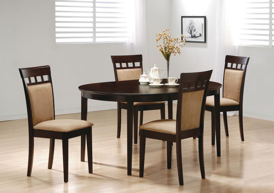 Gabriel Extension Leaf Dining Set with Dark Brown Table