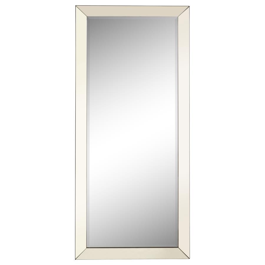 Full Length Floor or Wall Mirror with Beveled Silver Frame