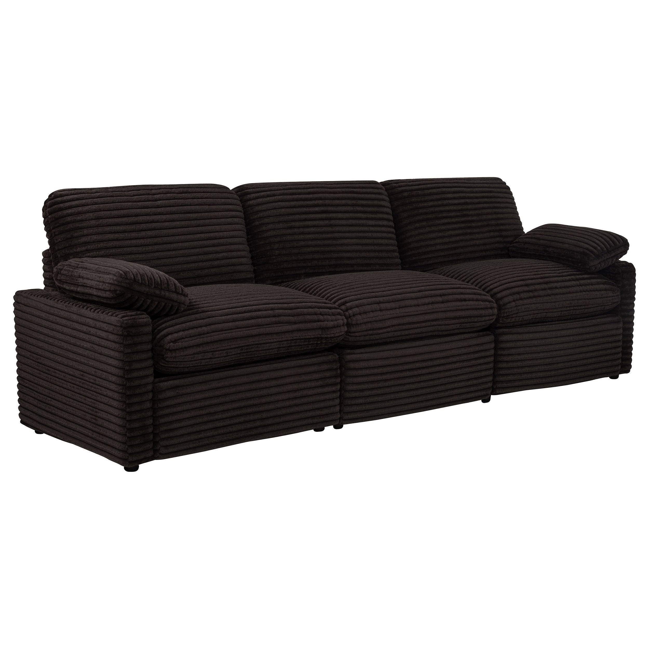 Collins Contemporary 7-Piece Modular Power Reclining Sectional Sofa in Chocolate Brown Corduroy Fabric