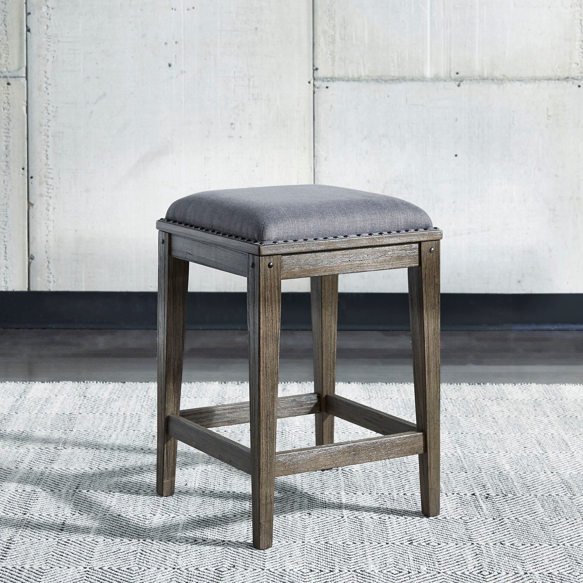 Sonoma Road - Upholstered Console Stool Weathered Beaten Bark