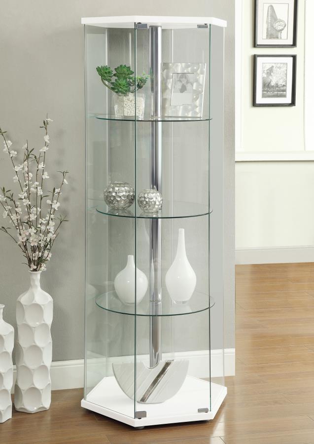 Zahavah 4-Shelf Hexagonal Curio Cabinet