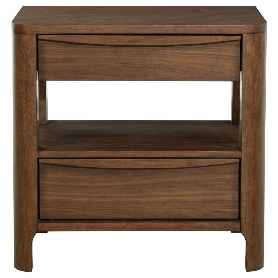 Maderia 2-Drawer Nightstand in Walnut