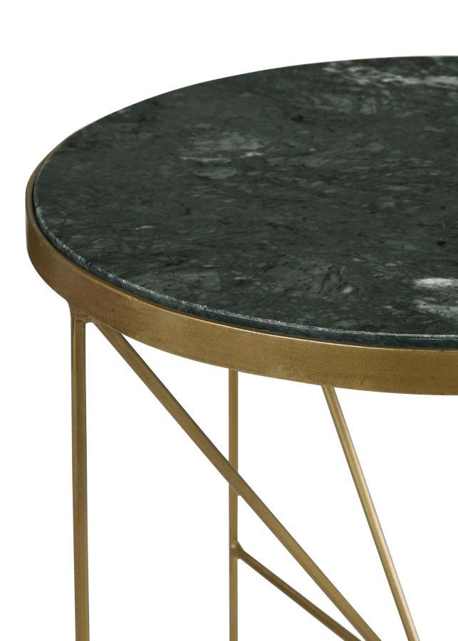 Eliska - Round Green Marble Top Accent Side Table