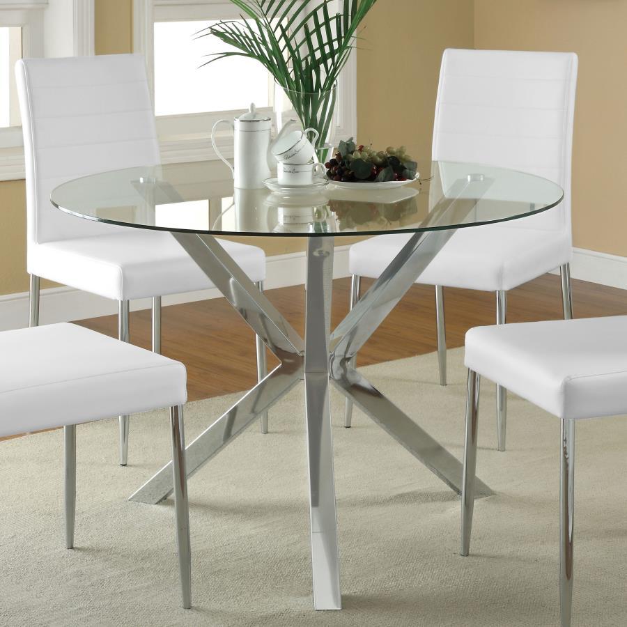 Vance Round Glass Top Asterisk Dining Table