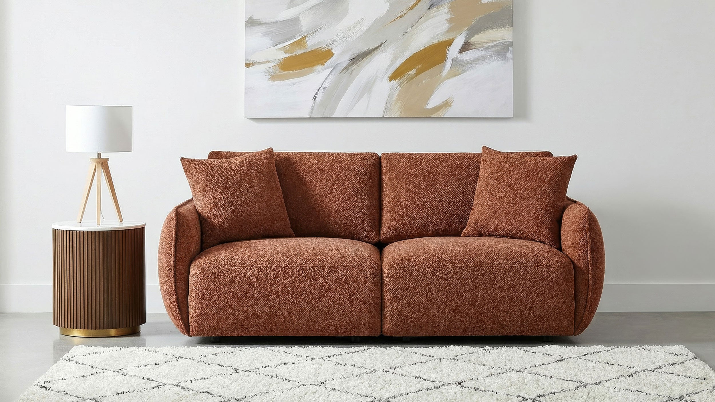 Elysia Contemporary Coral Fabric Upholstered Modular Loveseat