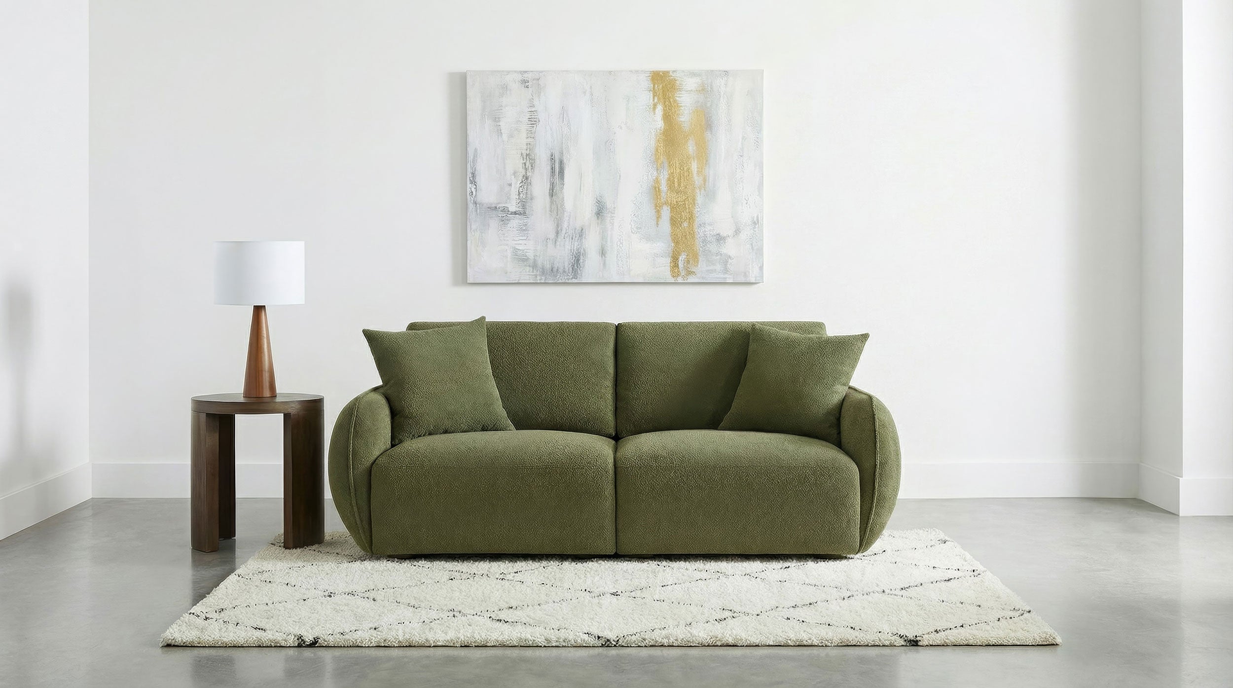 Elysia Contemporary Modular Fabric Loveseat Green