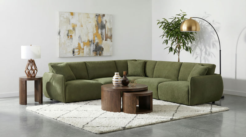 Elysia Contemporary Green Modular Fabric L-Shape Sectional Sofa