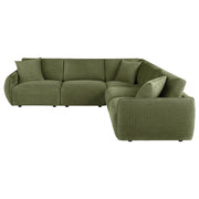 Elysia Contemporary Green Modular Fabric L-Shape Sectional Sofa