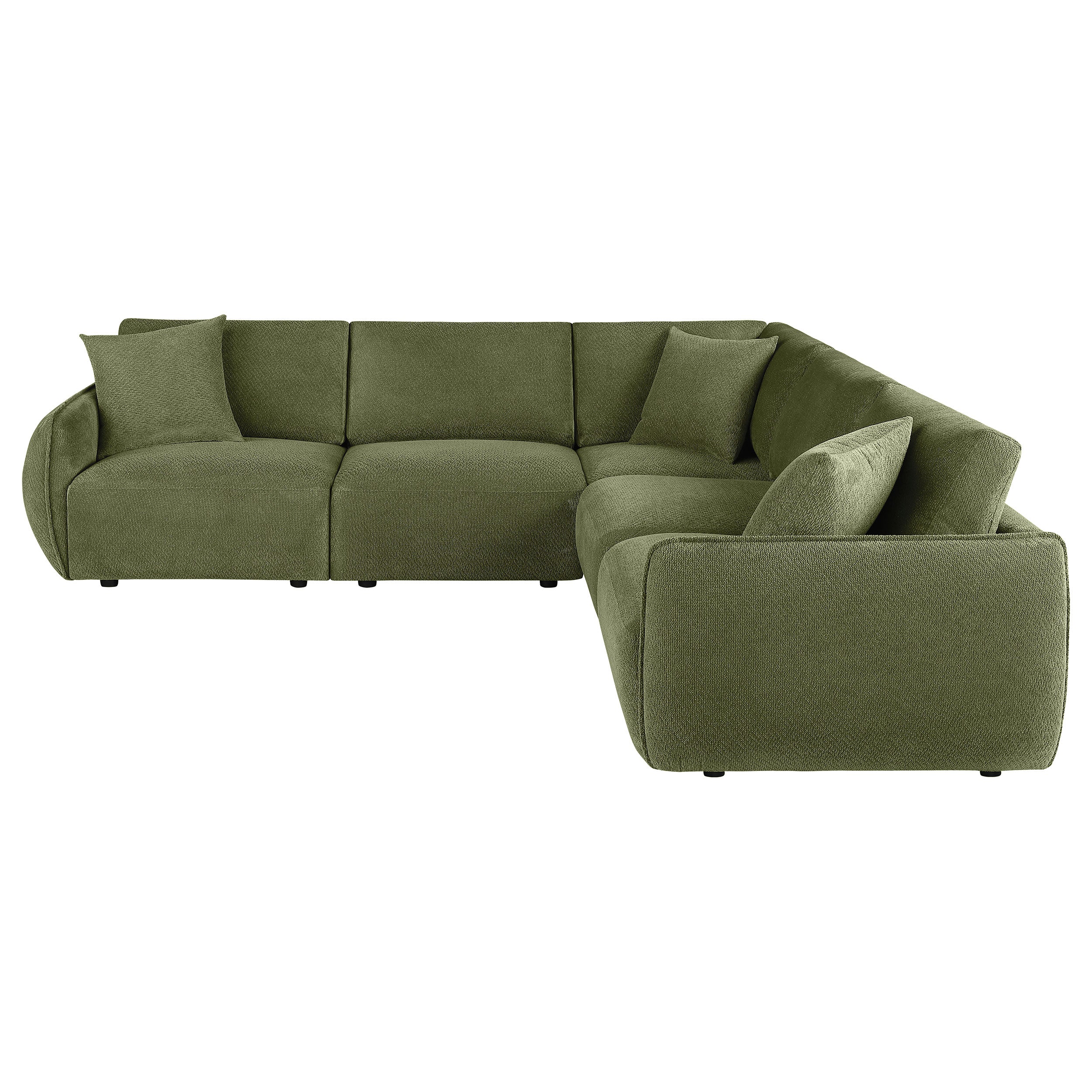 Elysia Contemporary Green Modular Fabric L-Shape Sectional Sofa