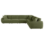 Elysia Contemporary Green Modular Fabric L-Shape Sectional Sofa