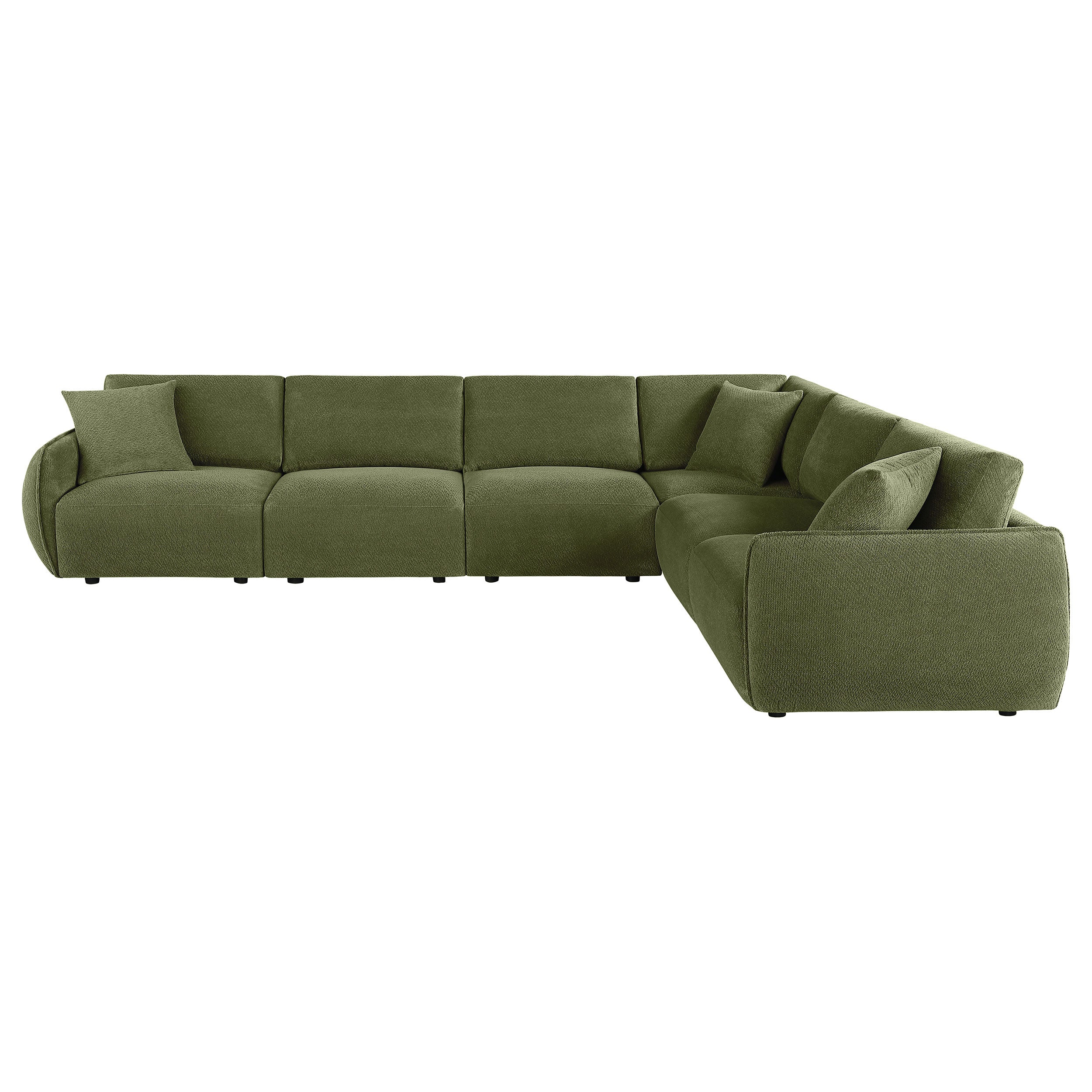 Elysia Contemporary Green Modular Fabric L-Shape Sectional Sofa