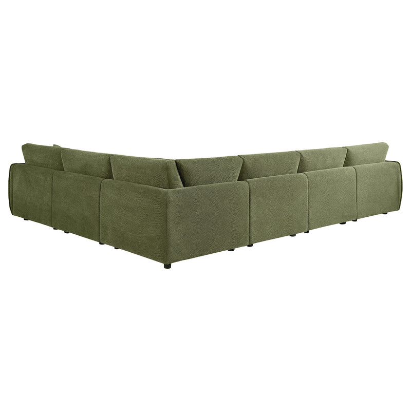 Elysia Contemporary Green Modular Fabric L-Shape Sectional Sofa