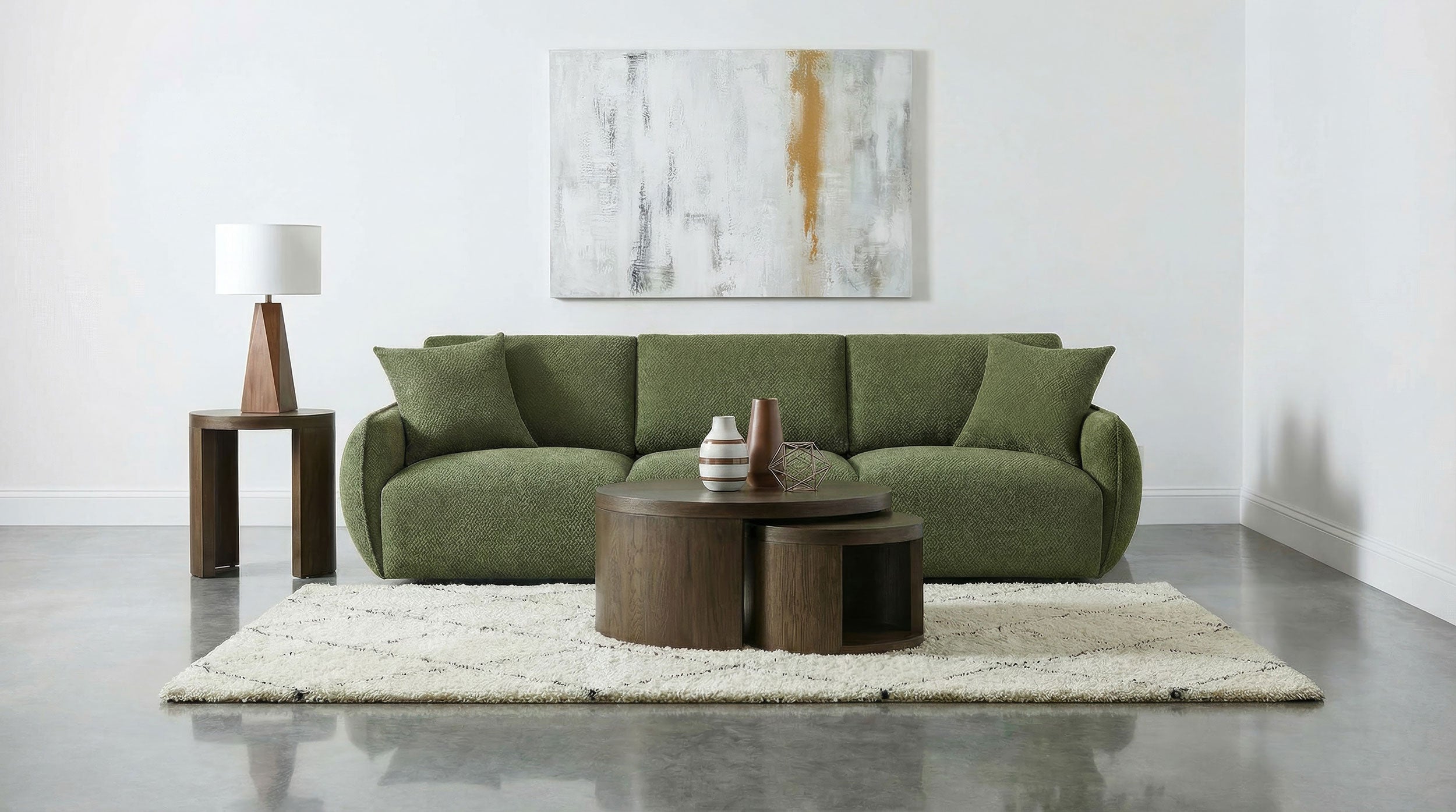 Elysia Contemporary Green Modular Fabric Lounge Sofa