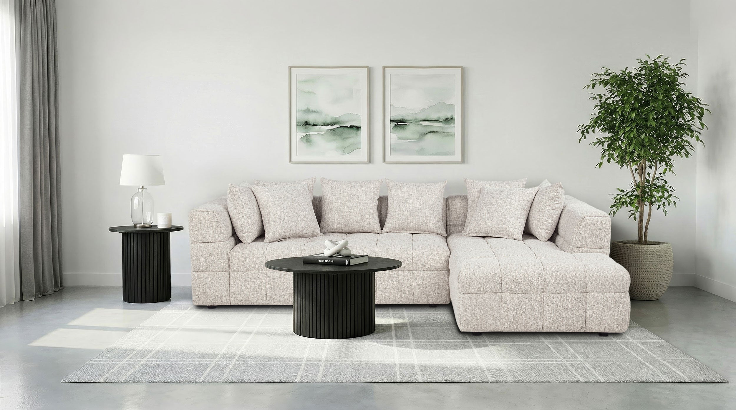 Amara Contemporary Modular Fabric L-Shape Sectional Sofa