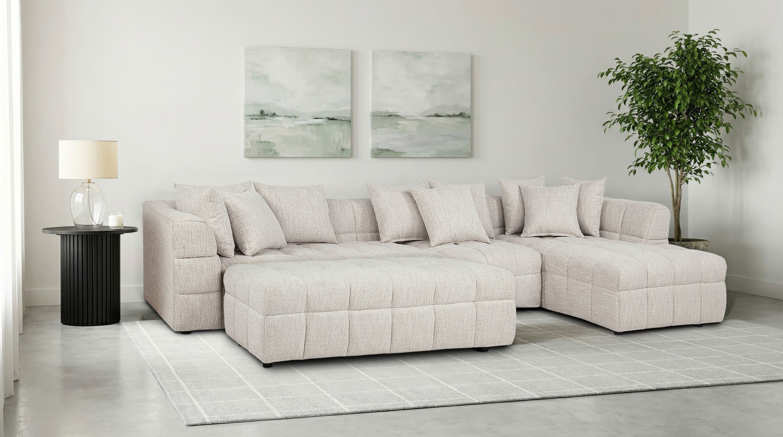 Amara Contemporary Modular Fabric Sectional Sofa