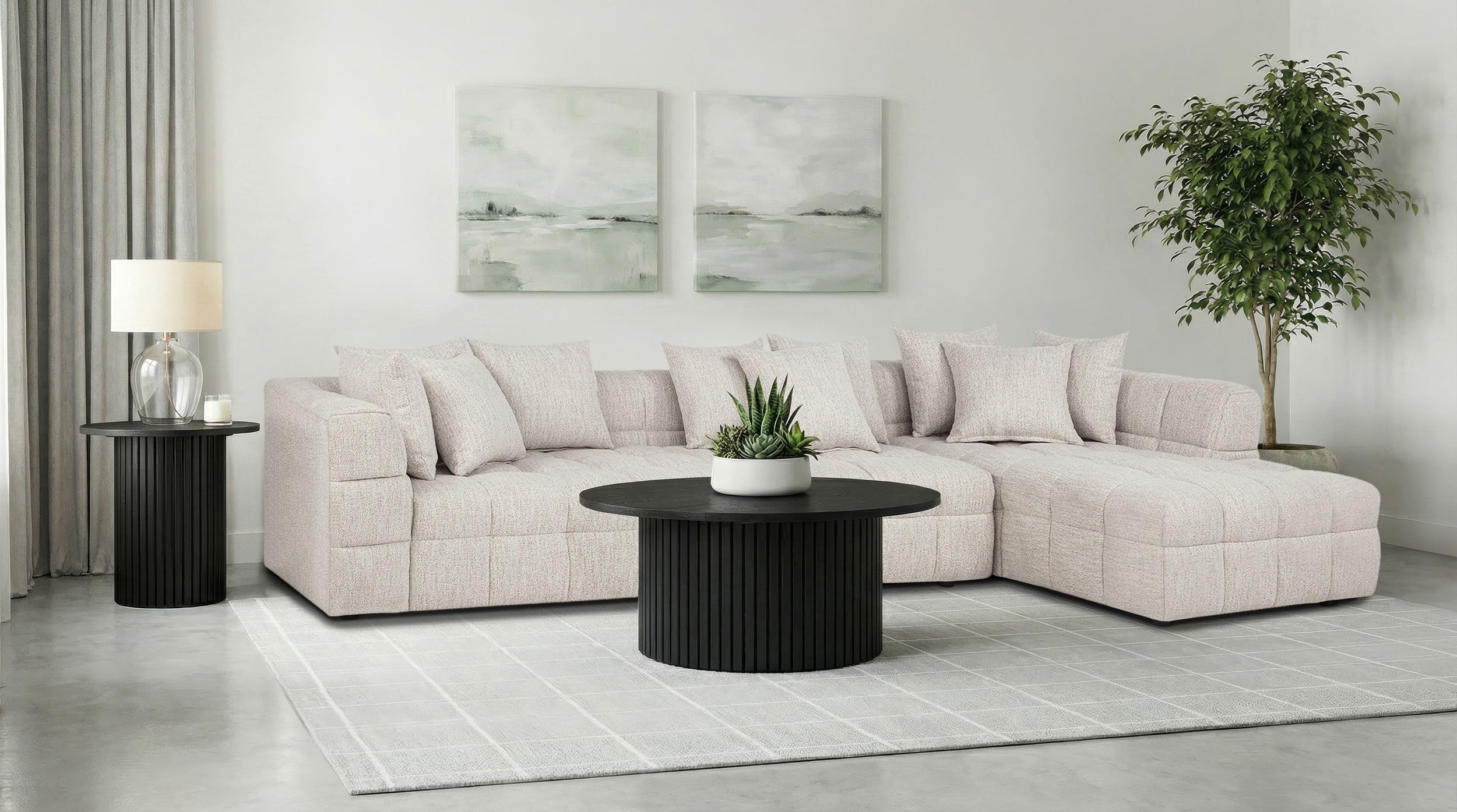 Amara Contemporary Ivory Fabric LAF Loveseat