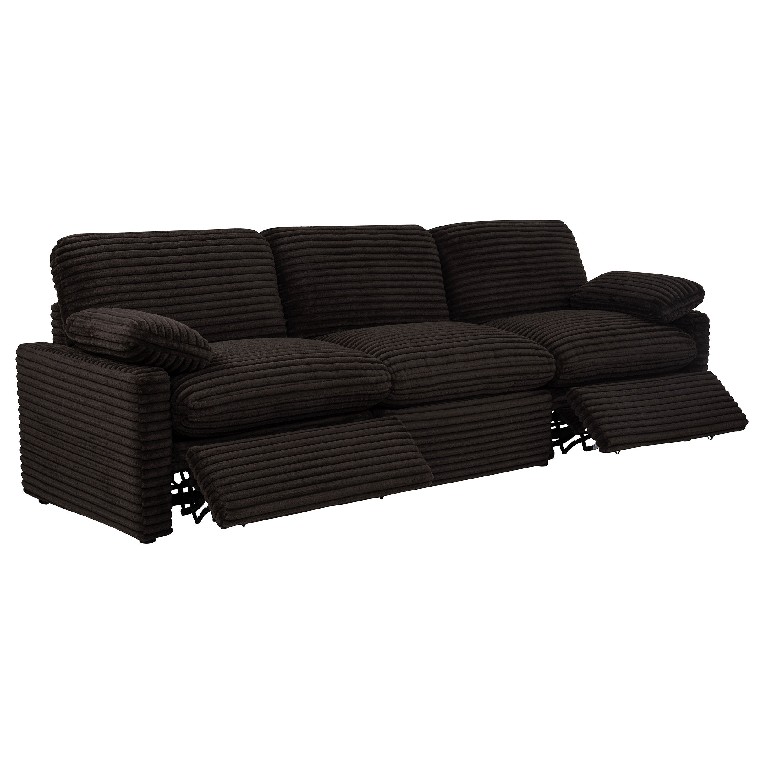 Collins Contemporary 7-Piece Modular Power Reclining Sectional Sofa in Chocolate Brown Corduroy Fabric