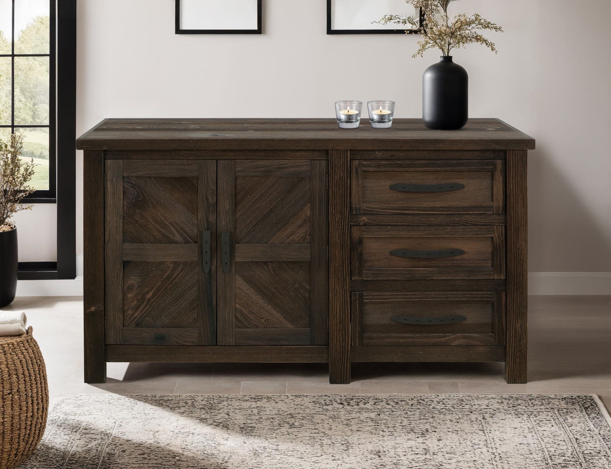 Dutton Buffet Rookwood Brown – 3 Drawer & 2 Door Buffet