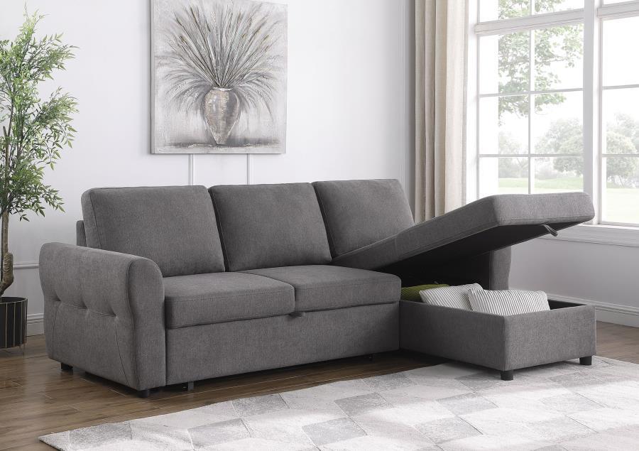 Samantha Upholstered Storage Sleeper Sectional Sofa