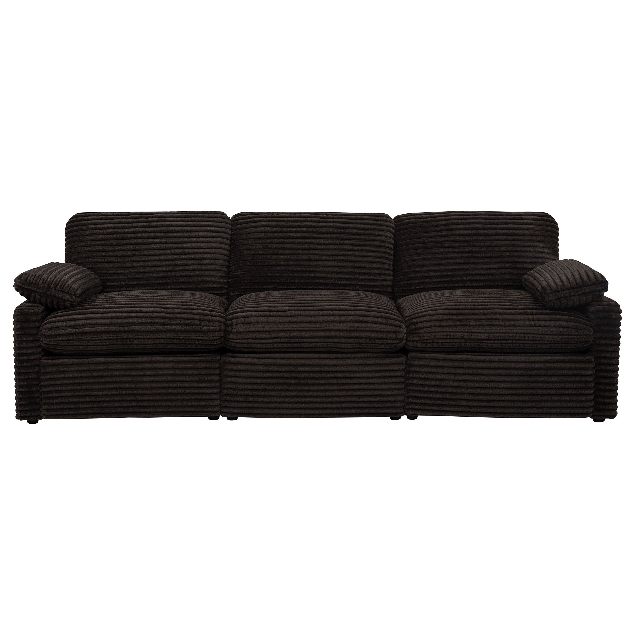 Collins Contemporary 7-Piece Modular Power Reclining Sectional Sofa in Chocolate Brown Corduroy Fabric
