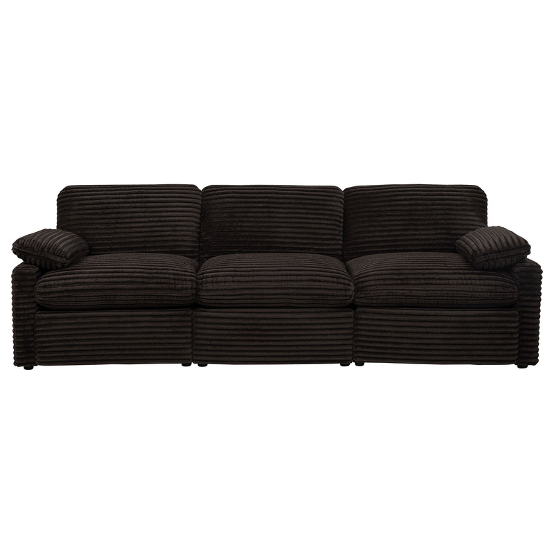 Collins Contemporary 7-Piece Modular Power Reclining Sectional Sofa in Chocolate Brown Corduroy Fabric