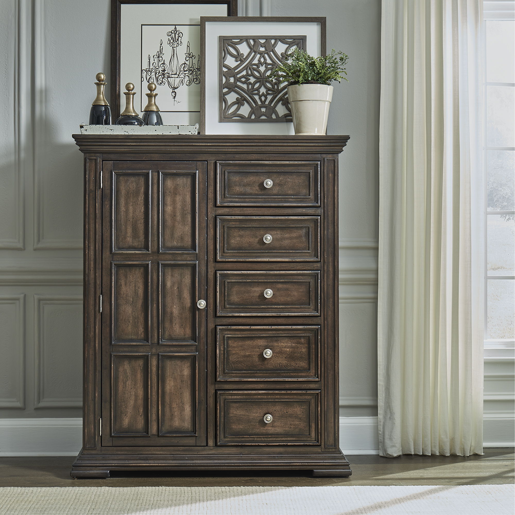 Big Valley Door Chest, 5 Drawers & 1 Door