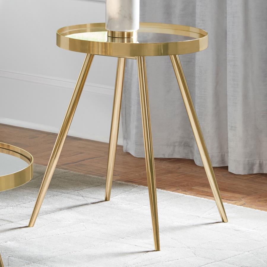 Kaelyn Round Mirror Top End Table