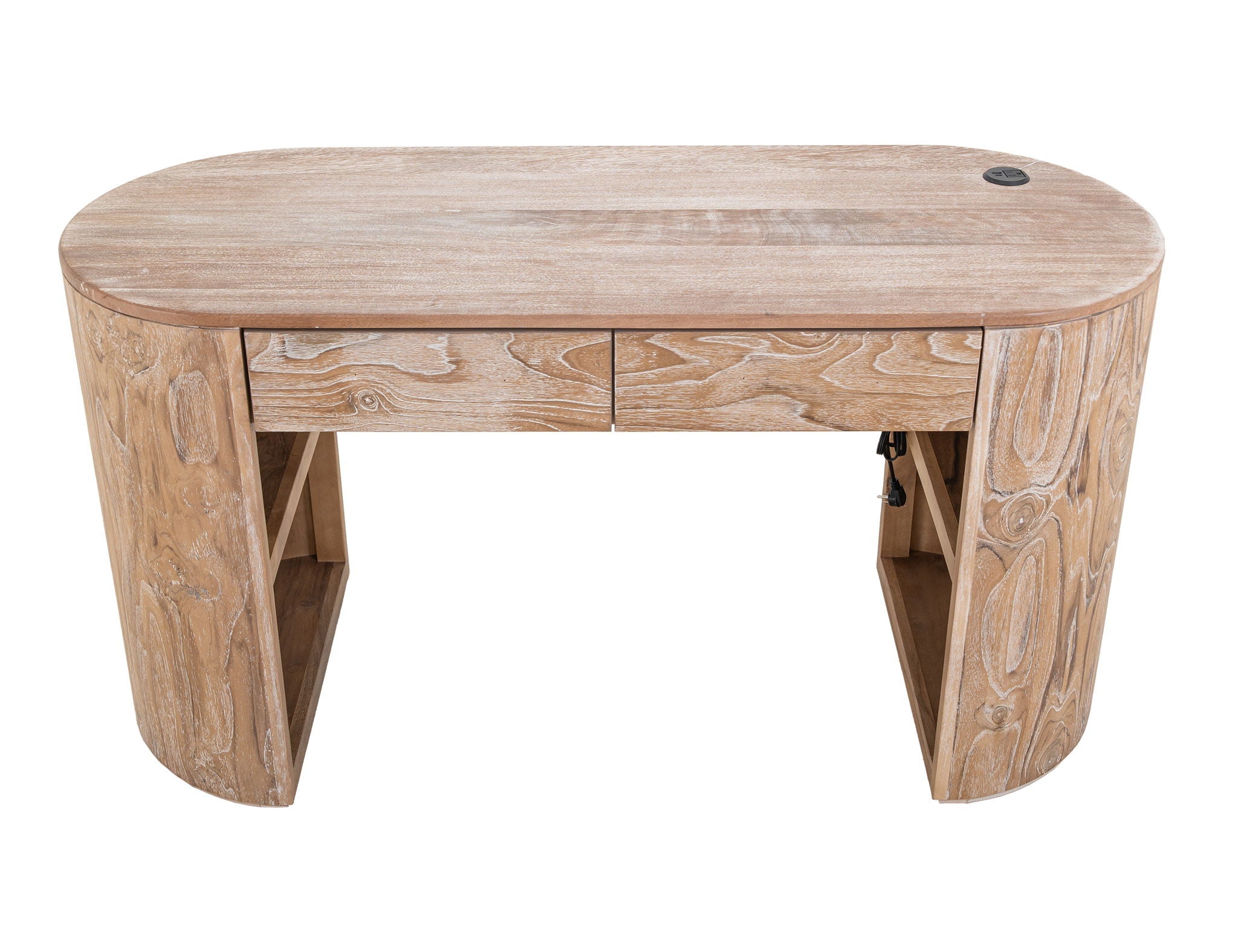 Balam 2-Drawer Desk in Ivory White