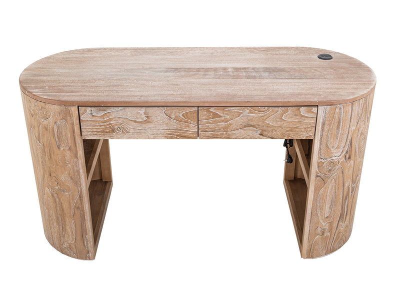 Balam 2-Drawer Desk in Ivory White