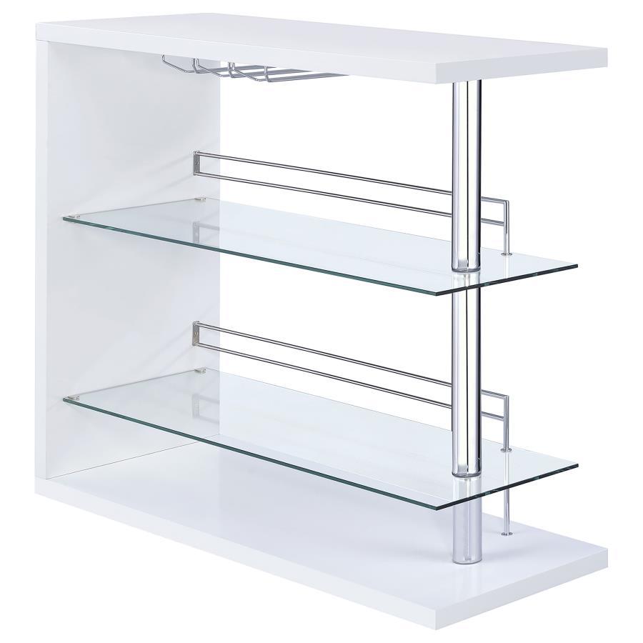 Prescott Rectangular 2-Shelf Home Bar Unit with Glass