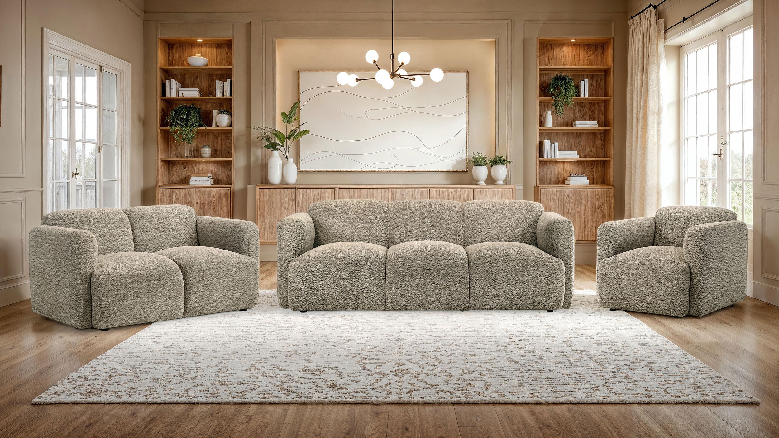 Dorset Contemporary Brown Textured Fabric Loveseat with Pocket Coil Seating