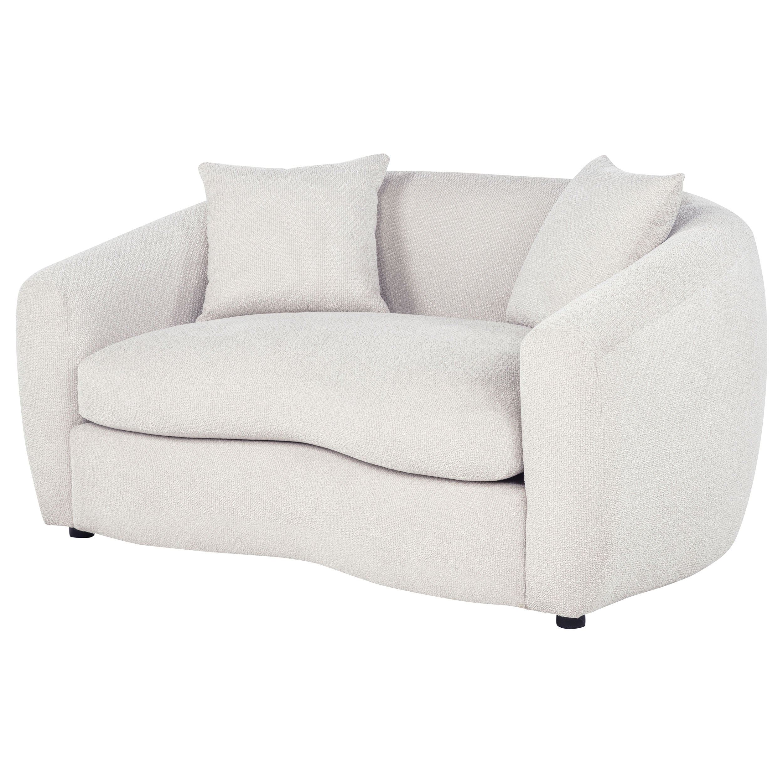 Isabella Contemporary Curved Sand Fabric Loveseat with Sloped Arms